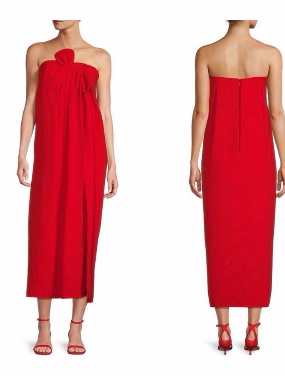 Antonio Melani x Elizabeth Damrich Red Bow Detail Maxi Dress Skirt Size 10
